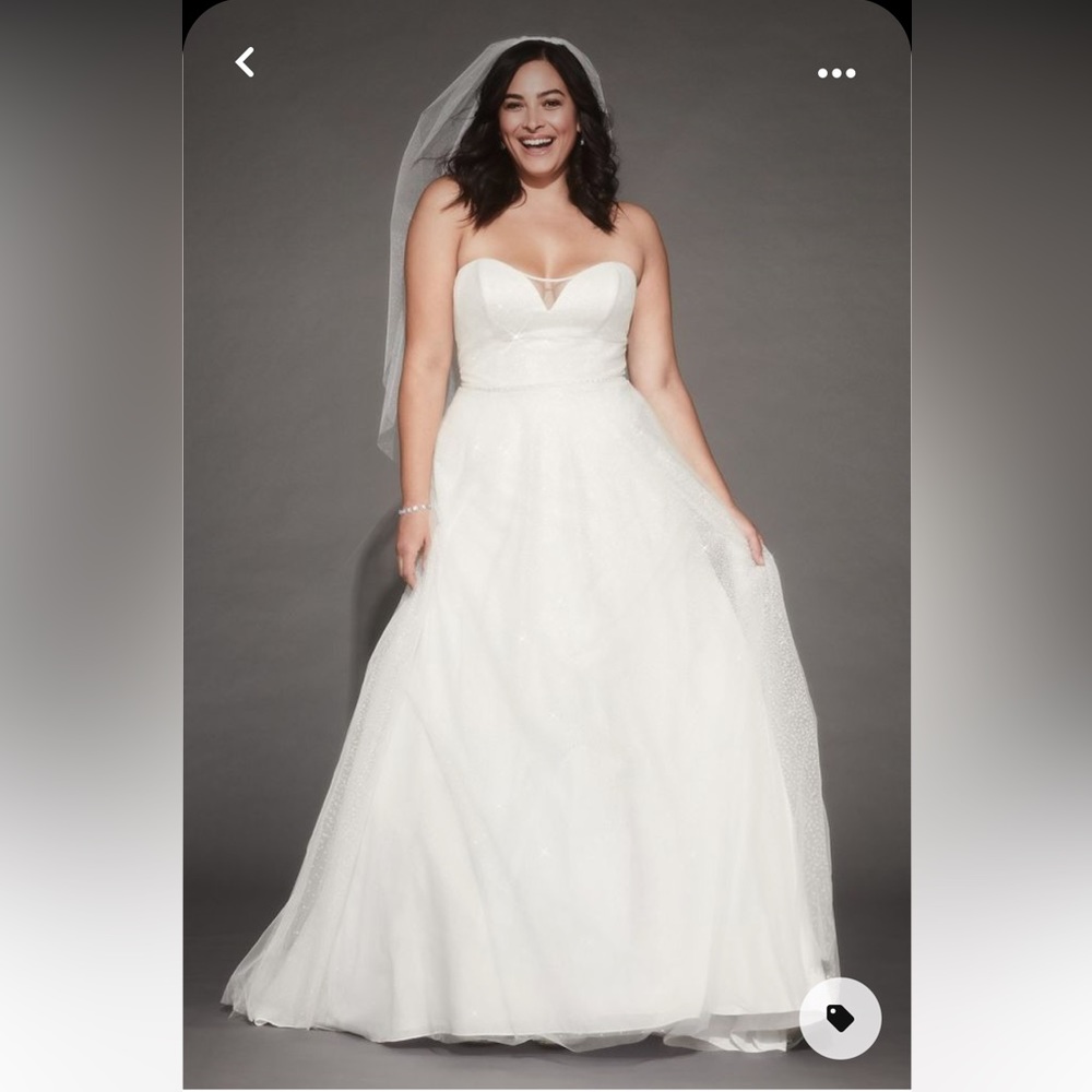Davids Bridal gradient glitter tulle wedding dress - sized 14 - Soft white